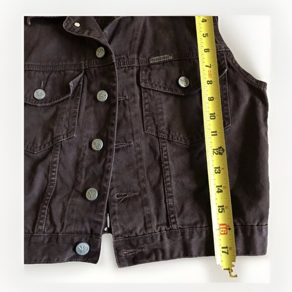 Vintage 90’s Brown Denim Button Up Calvin Klein Vest Size Small - Picture 6 of 7